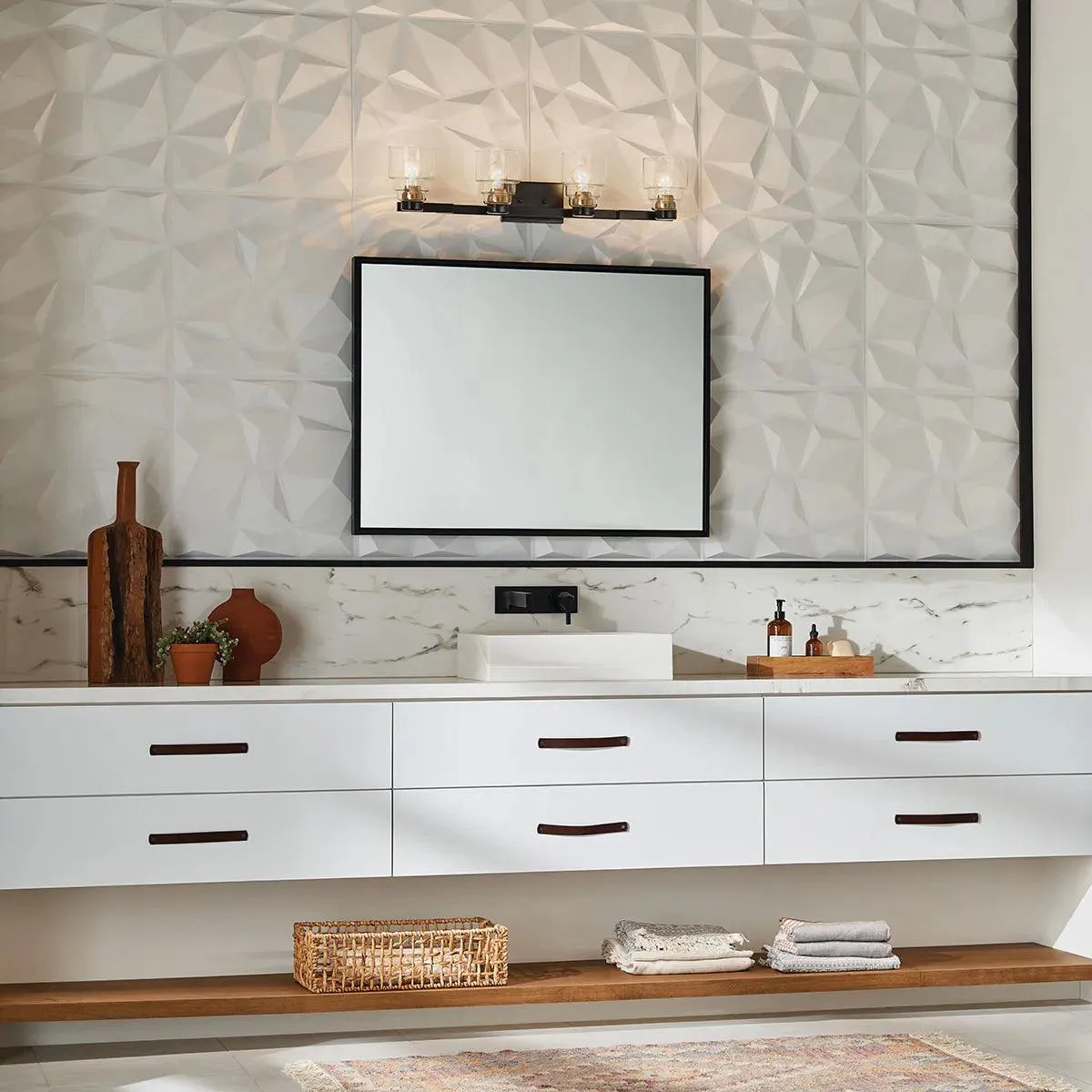 Vionnet 34 In 4-Lights Bathroom Vanity Light, Black Finish
