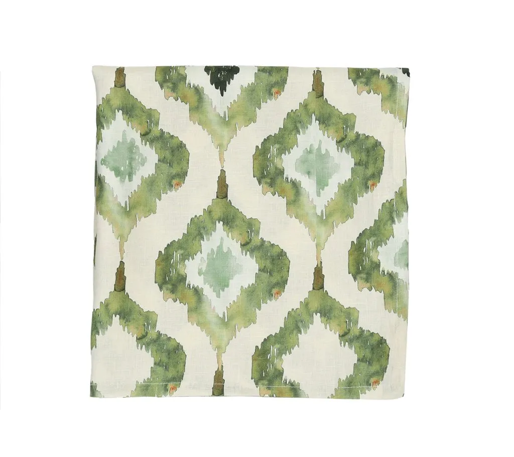 Watercolor Ikat Tablecloth in Olive