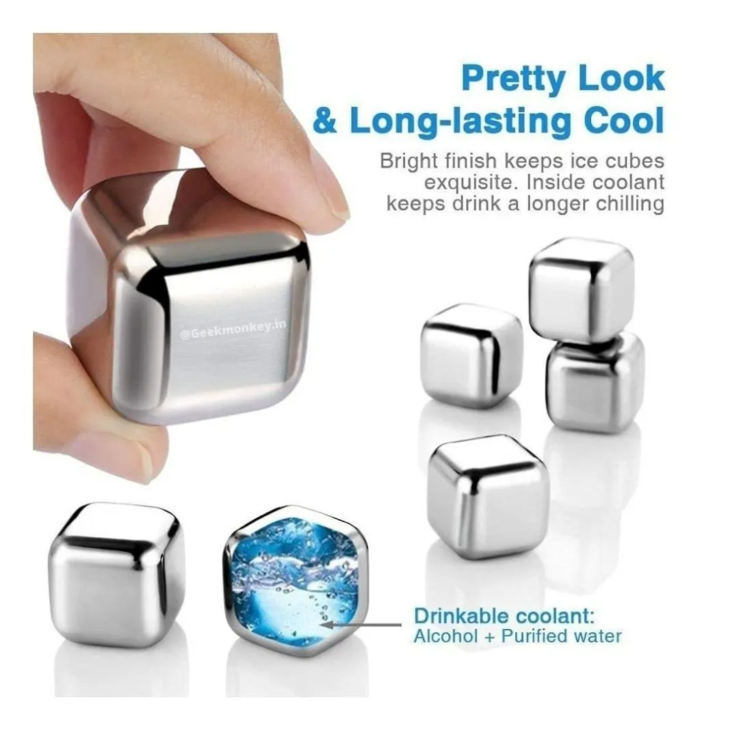 Whiskey Stones Stainless Steel Cubes (Set of 6)