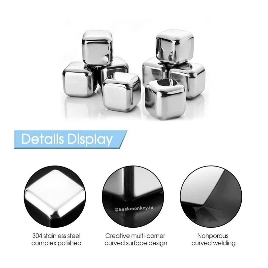 Whiskey Stones Stainless Steel Cubes (Set of 6)