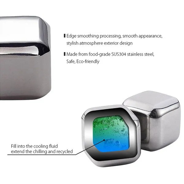 Whiskey Stones Stainless Steel Cubes (Set of 6)