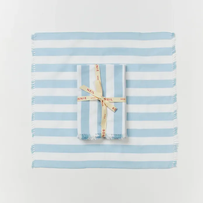 Woven Stripe Powder Blue Napkins (Set 6)