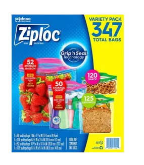 Ziploc Easy Open Bags Variety Pack With New Stay Open Design, 347 ct.